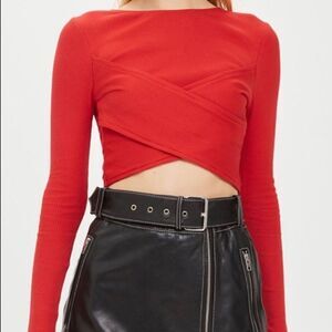 Topshop Wrap Ribbed Cropped Top C5